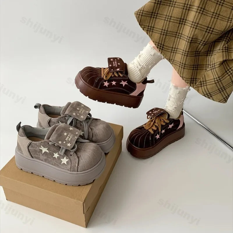 Vintage Low Top Thick Soled Increase Vulcanize Shoes