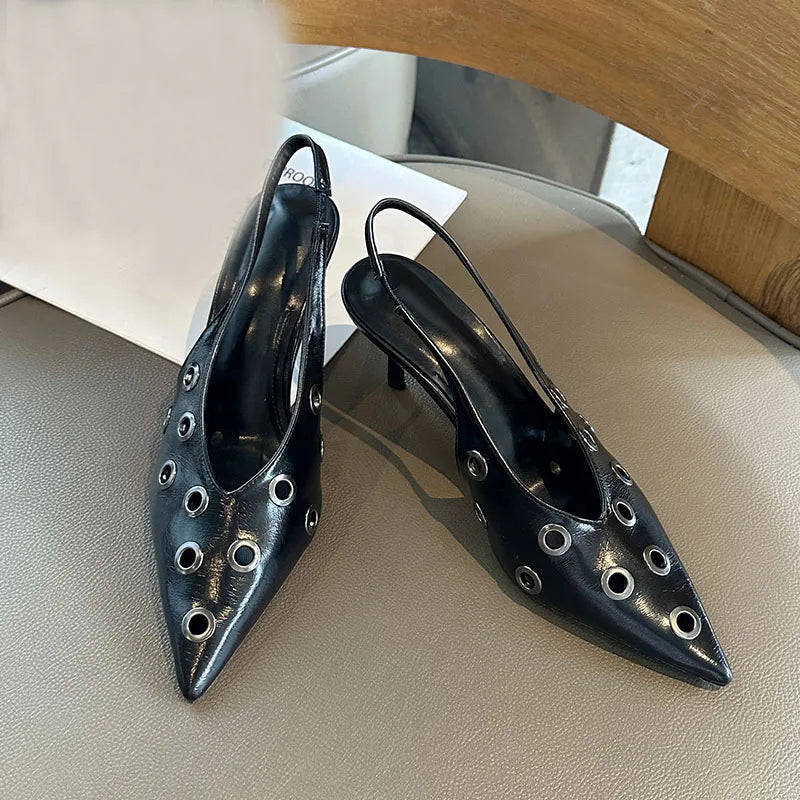 Big Size 43 Metal Heels Shoes In Pointed Toe Footwear Party Thin High Heels Shoes