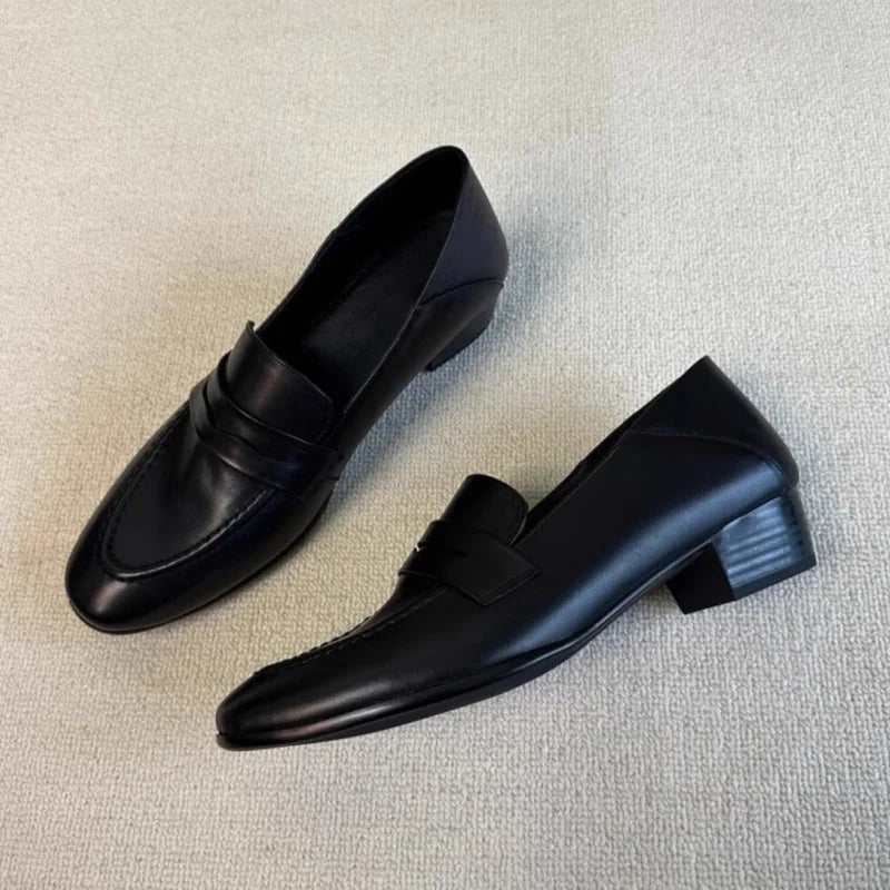 Versatile Pumps Retro Casual Loafers Men's Round Toe Office Work Shoes Zapatillas