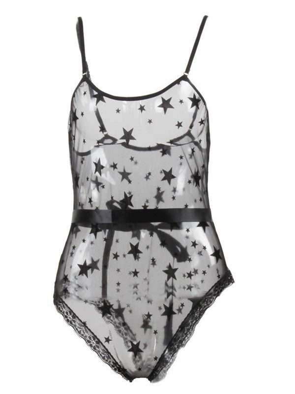 Sheer Teddies Lace Stars Lingerie