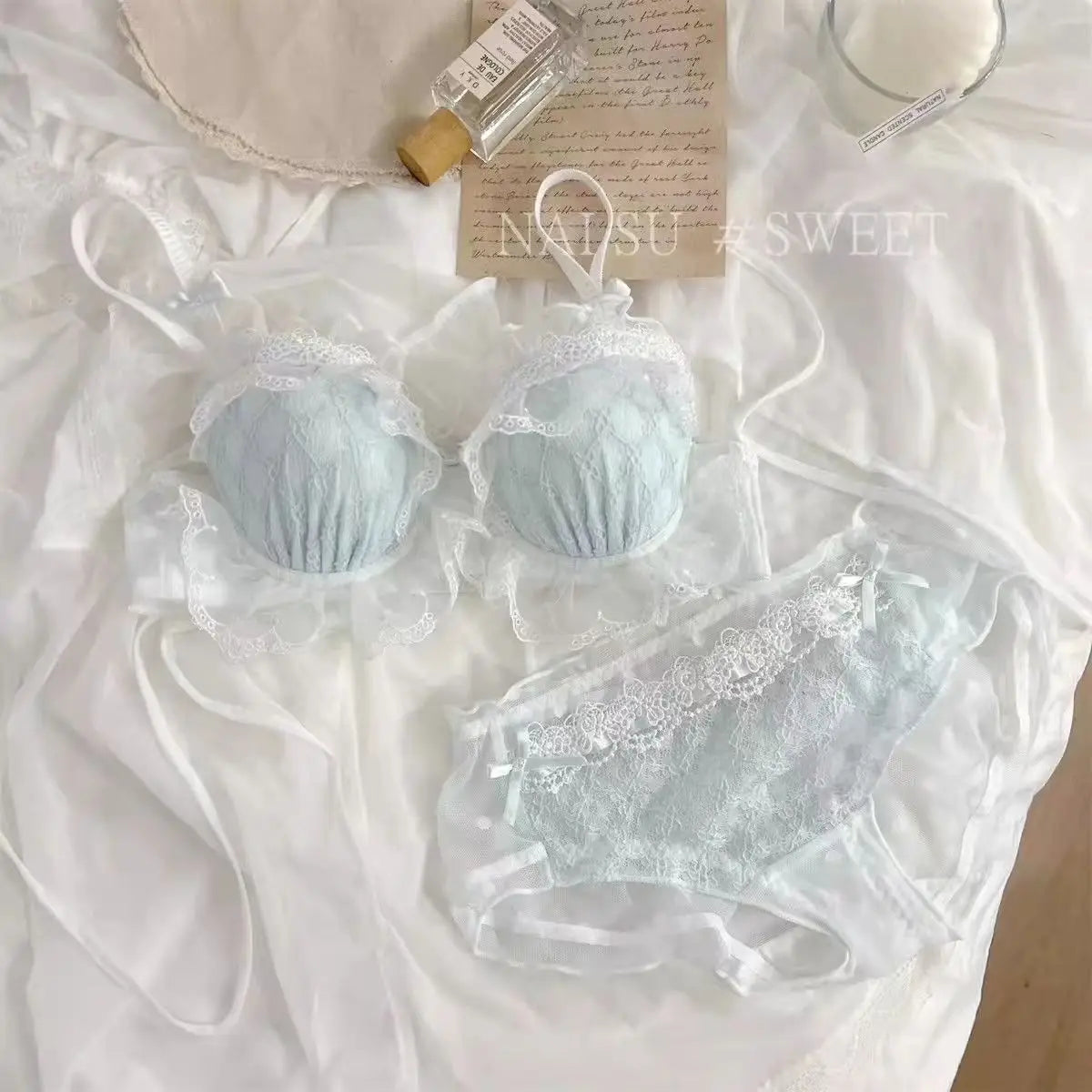 Small Breasts Gathered Without Steel Ring Bra Pure Desire Lace Sweet Temperament Bra Set