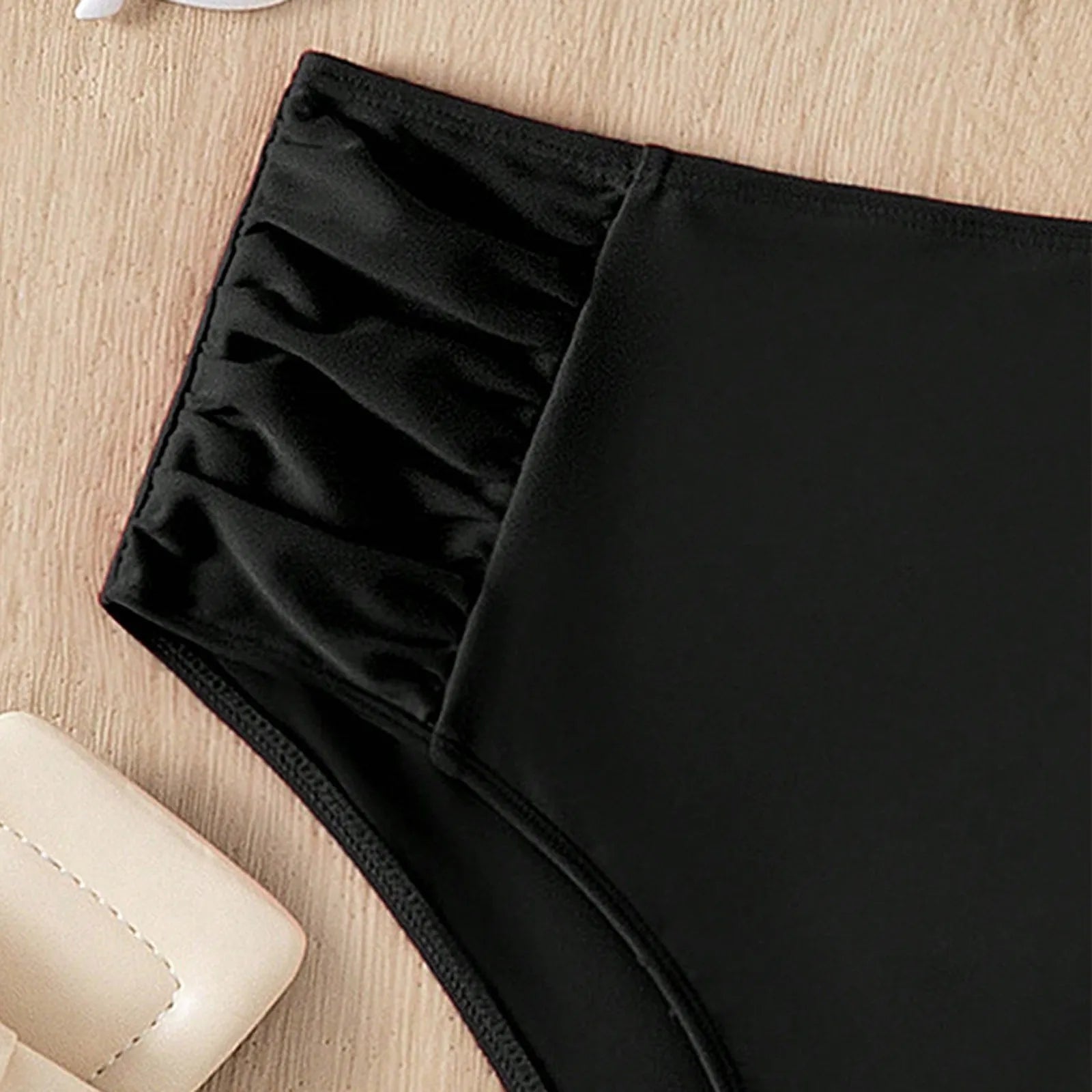 Solid Color High Waist High Elasticity Bottoms Daily Beach Vacation Swimwear Briefs