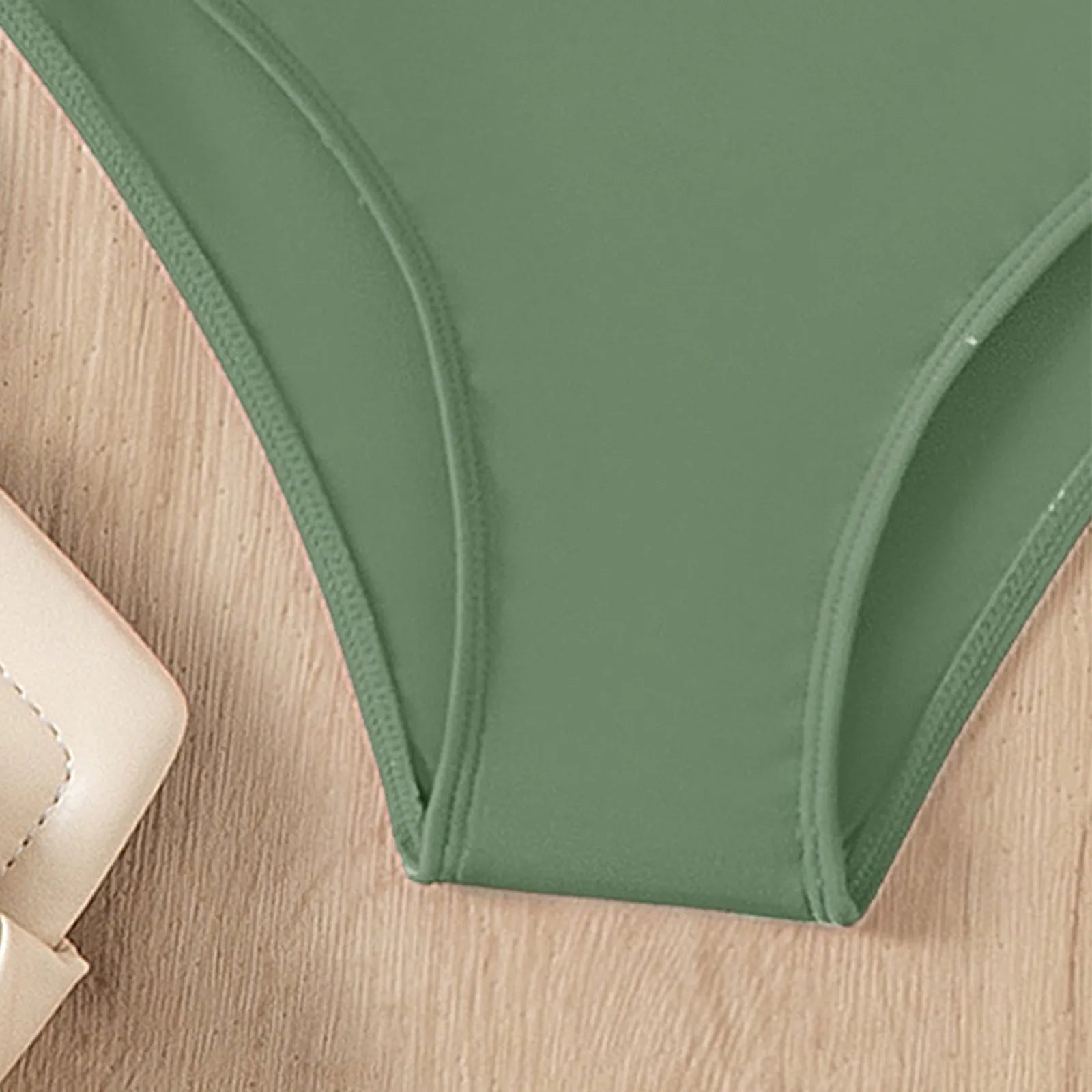Solid Color High Waist High Elasticity Bottoms Daily Beach Vacation Swimwear Briefs