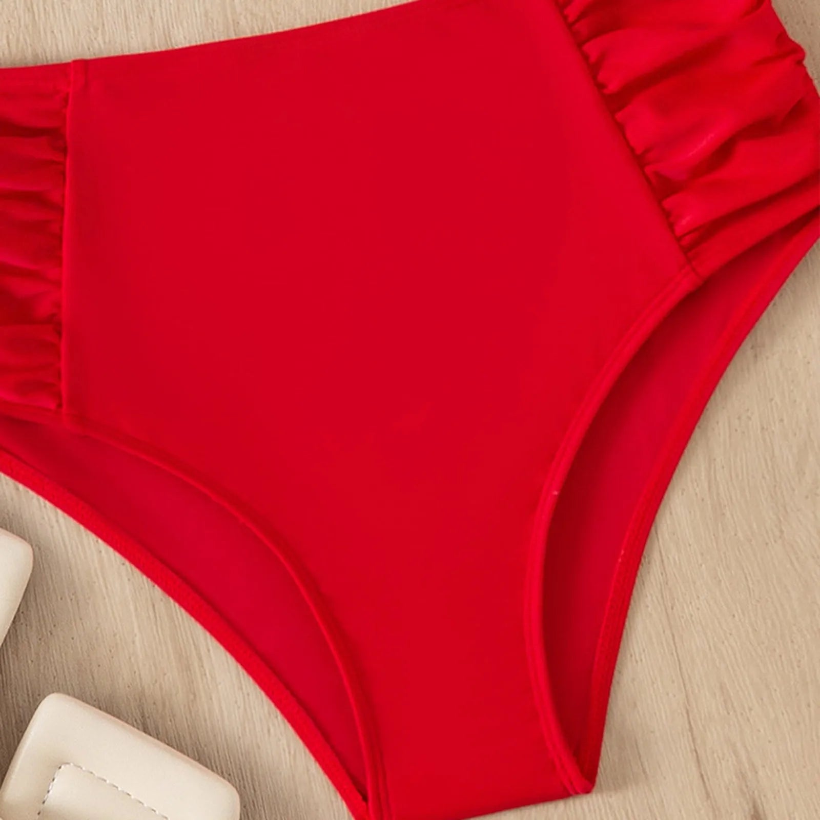Solid Color High Waist High Elasticity Bottoms Daily Beach Vacation Swimwear Briefs