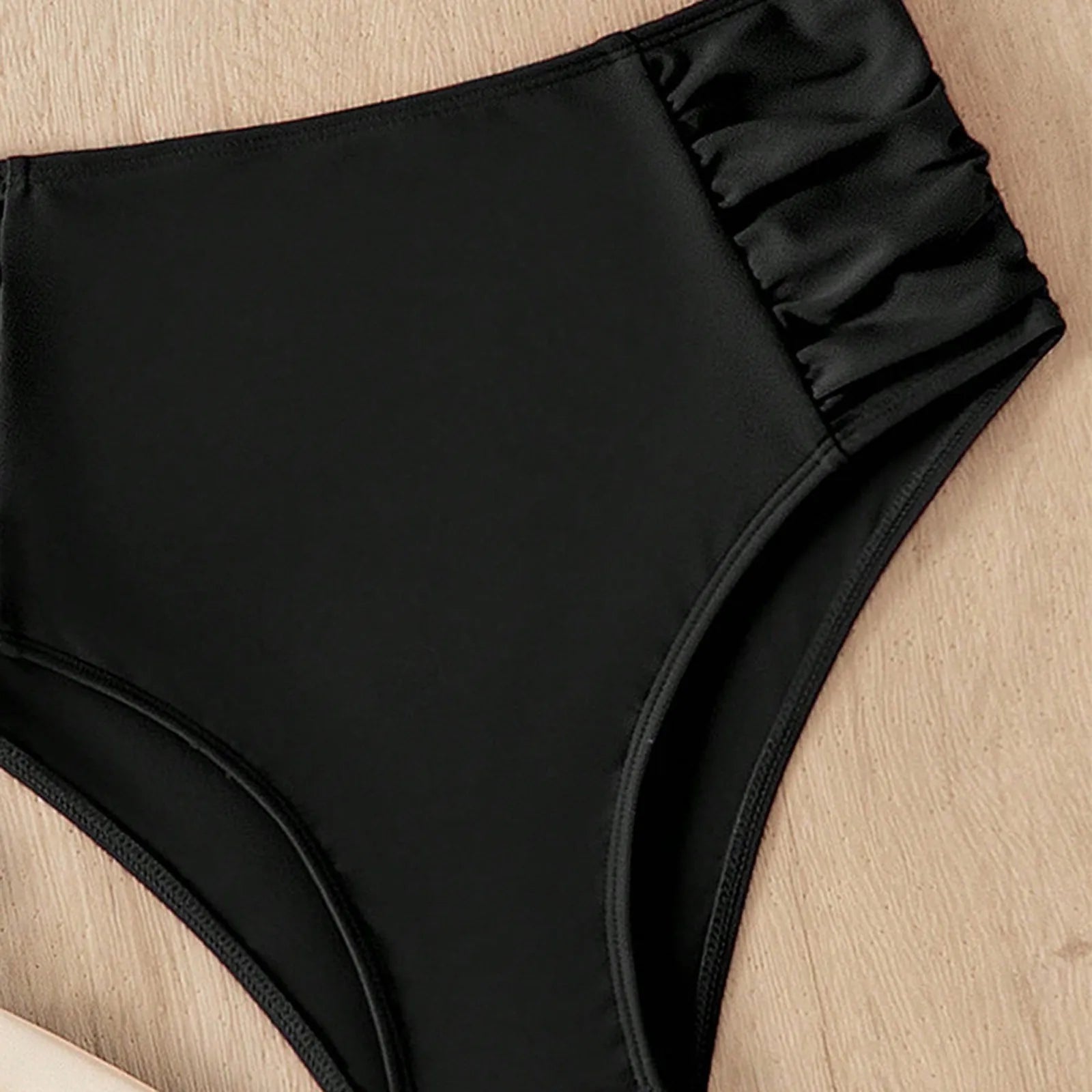 Solid Color High Waist High Elasticity Bottoms Daily Beach Vacation Swimwear Briefs