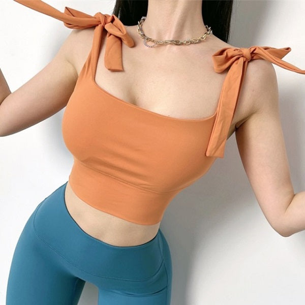 Solid Yoga Crop Top Athletic Vest Gym Shirt Sportswear