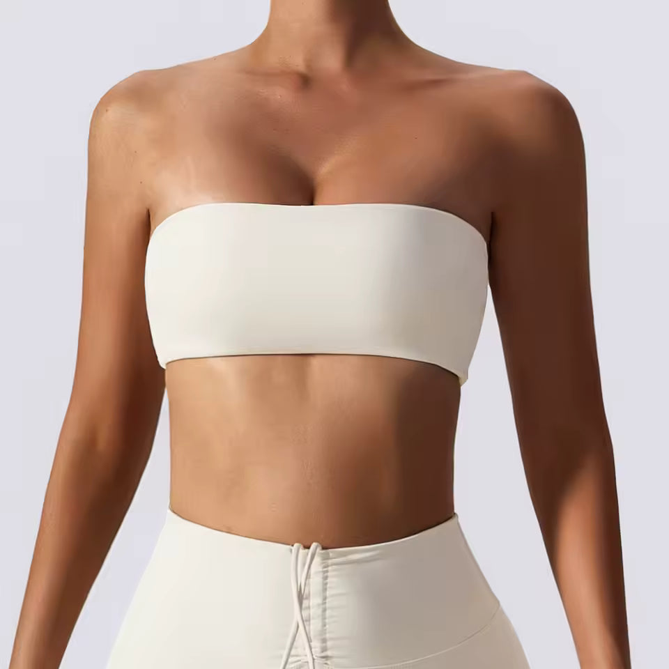 Strapless Gym Top Quick-Drying Yoga Tube Top Fitness Chest Wrap Underwear Workout Bra