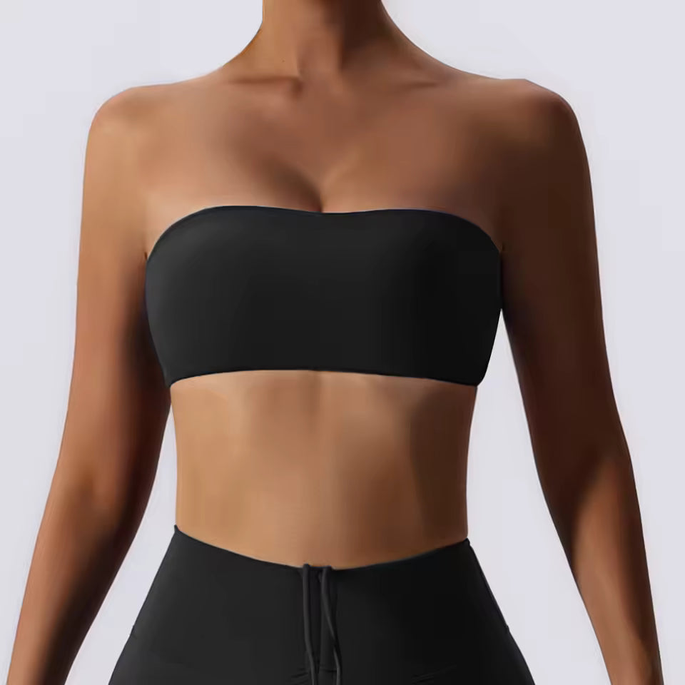 Strapless Gym Top Quick-Drying Yoga Tube Top Fitness Chest Wrap Underwear Workout Bra
