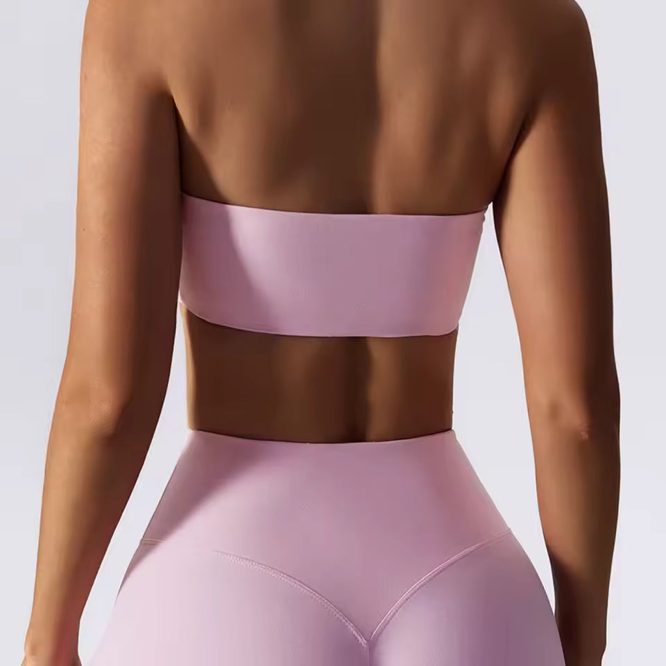 Strapless Gym Top Quick-Drying Yoga Tube Top Fitness Chest Wrap Underwear Workout Bra