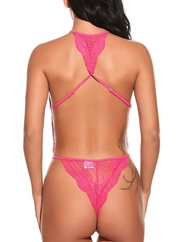 Teddies Lingerie Backless Floral Print Lace Teddies