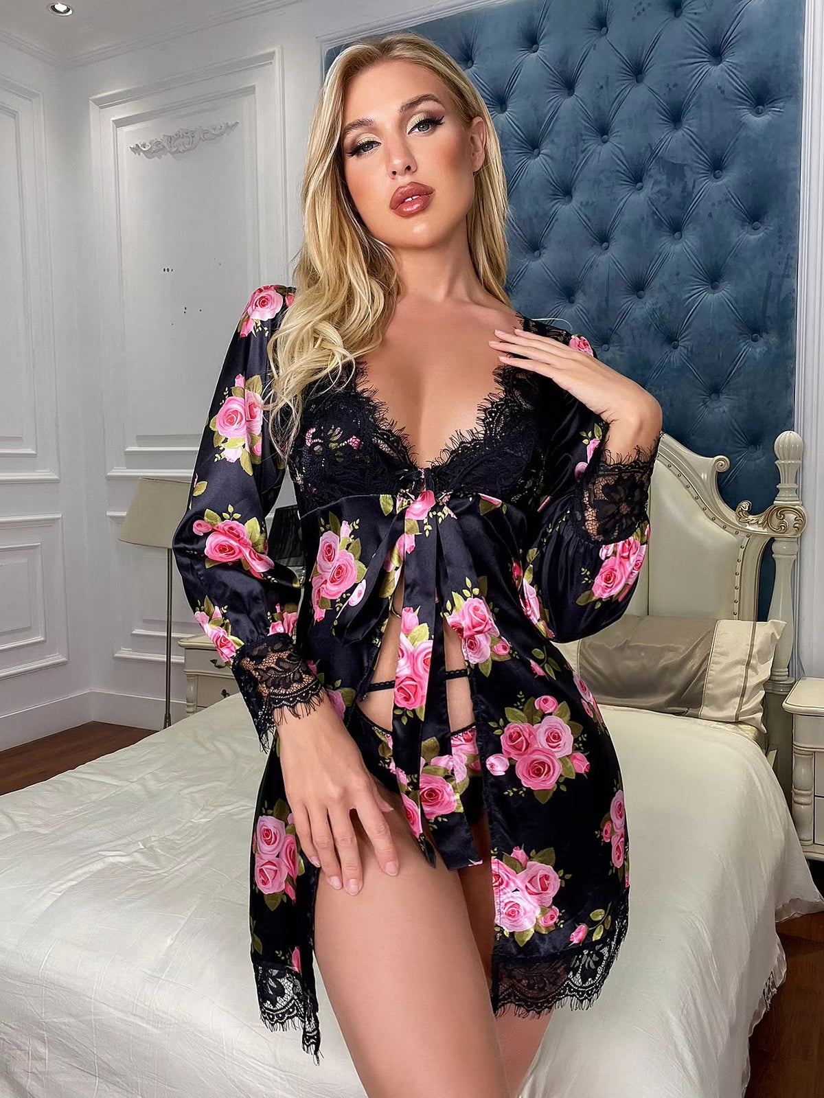 Trendy Floral Lace Cross Border Lingerie Sleepwear