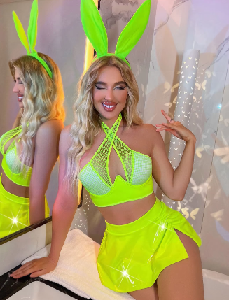 Trendy Halter Neck Backless Rabbit One-Piece Lingerie Set