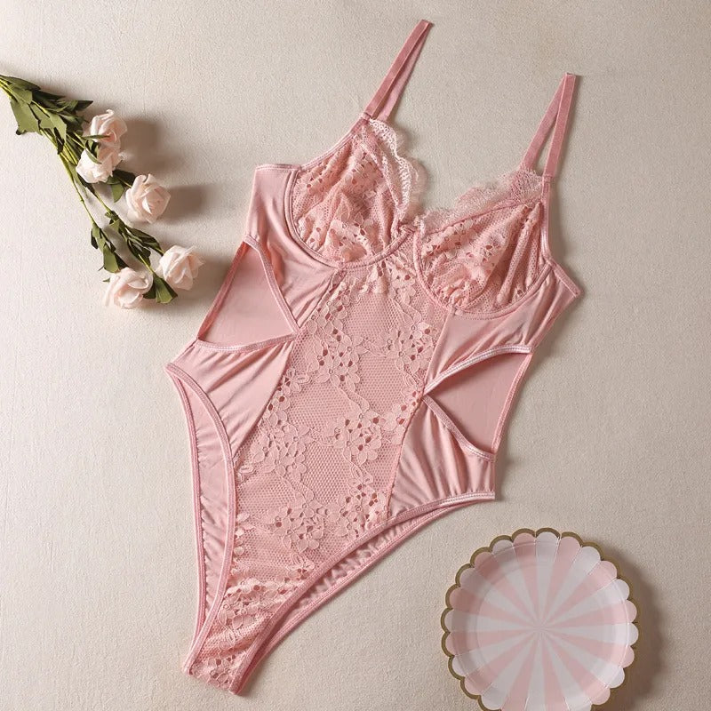 Trendy Lace Cut Out One Piece Lingerie