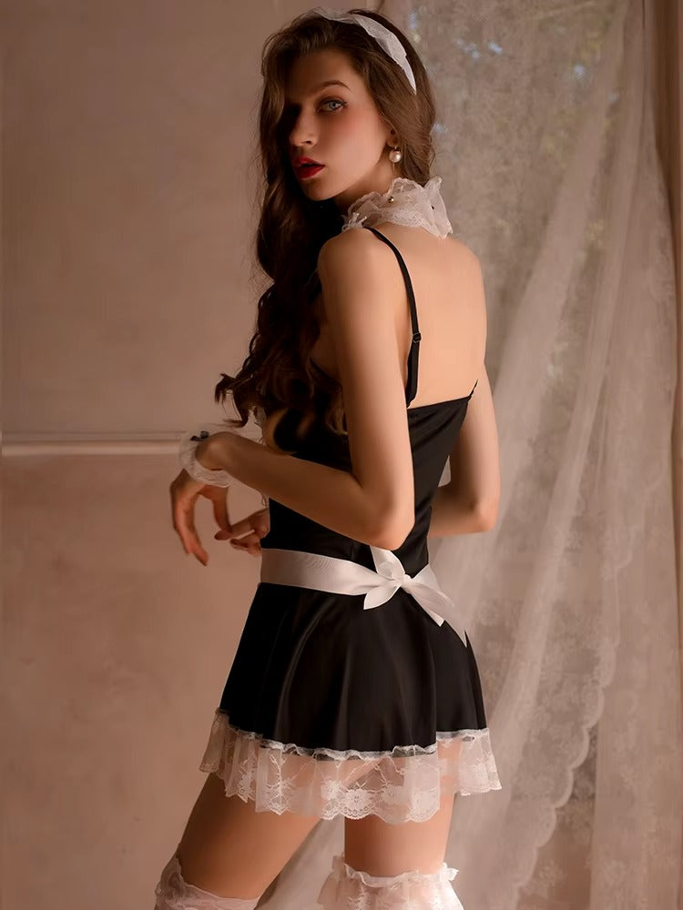 Trendy Maid Babydoll Lace Sleepwear Underwear Set