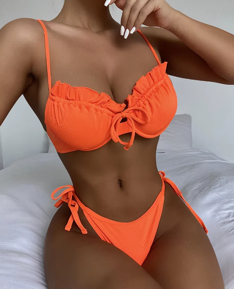 Trendy Polyester Lace See-Through Plush Lingerie Set