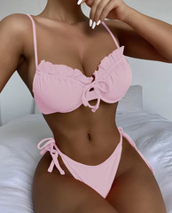 Trendy Polyester Lace See-Through Plush Lingerie Set