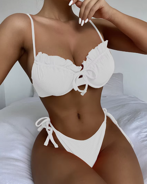 Trendy Polyester Lace See-Through Plush Lingerie Set