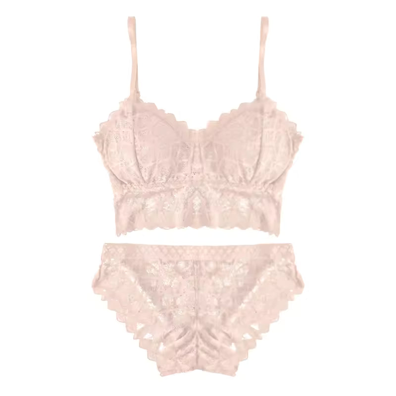 Trendy Soft Embroidery Rubber Bra And Panty Underwire Set