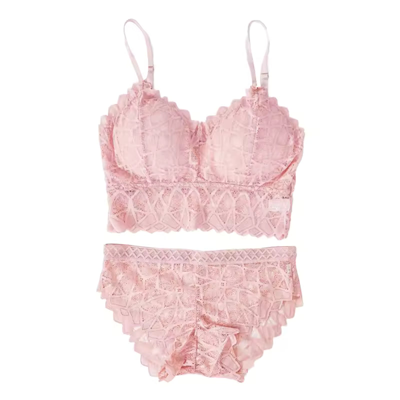 Trendy Soft Embroidery Rubber Bra And Panty Underwire Set