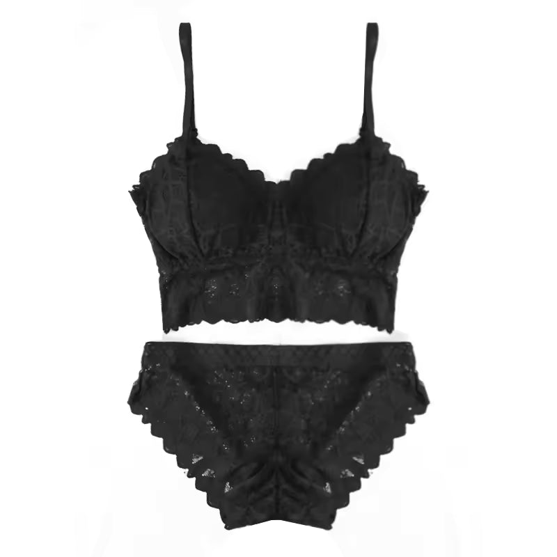 Trendy Soft Embroidery Rubber Bra And Panty Underwire Set
