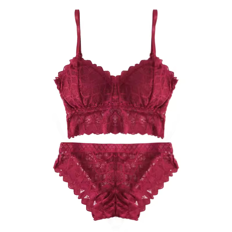 Trendy Soft Embroidery Rubber Bra And Panty Underwire Set
