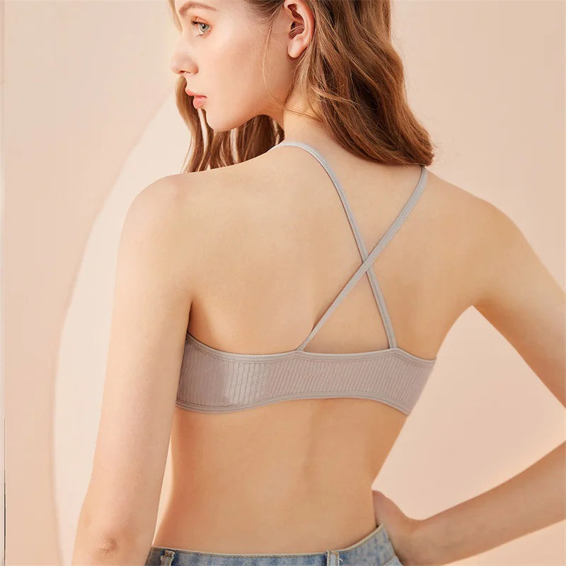 Triangle Cup Cotton Underwear Panties Kit Breathable Wireless Underwear Bra Set