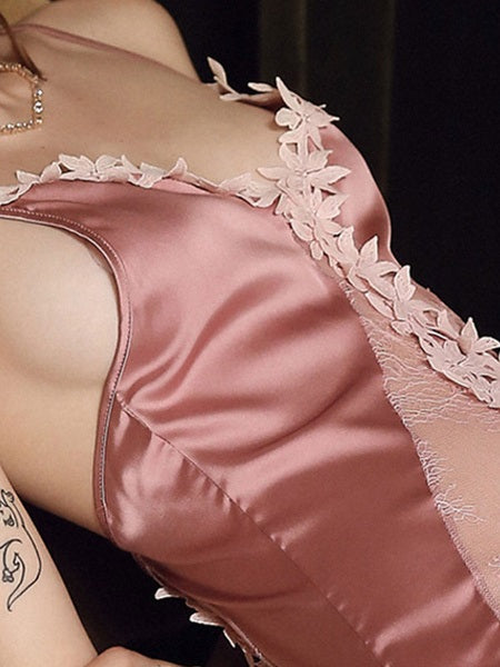 Two-Tone Straps Neck Lace Lingerie