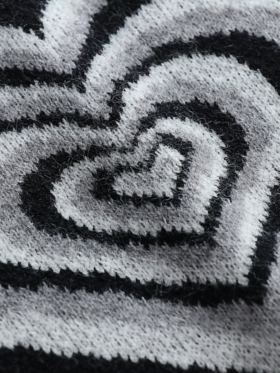 Black Grey Heart Ring Knit Top