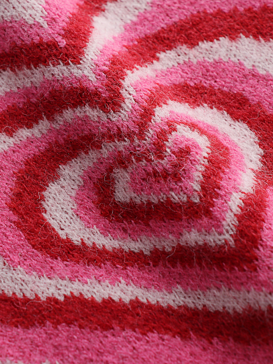 Pink Red Heart Ring Knit Top