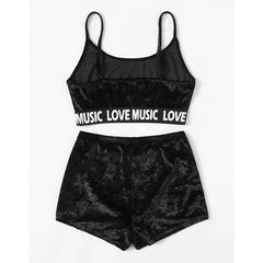 Velvet Crop Tops and Panties  Sling Sleepwear