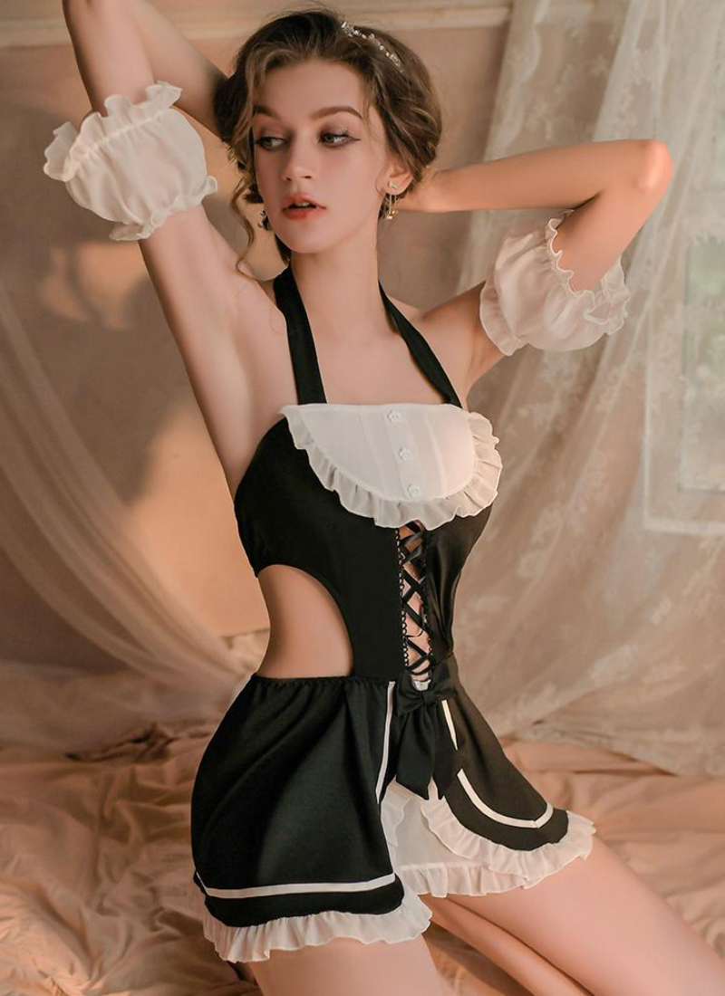 Vintage Maid Costume T-back Arm wear Dress Servant Costumes