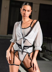 Vintage Lingerie 4-Piece Sheer Bra And Panty Sets With Overcoat