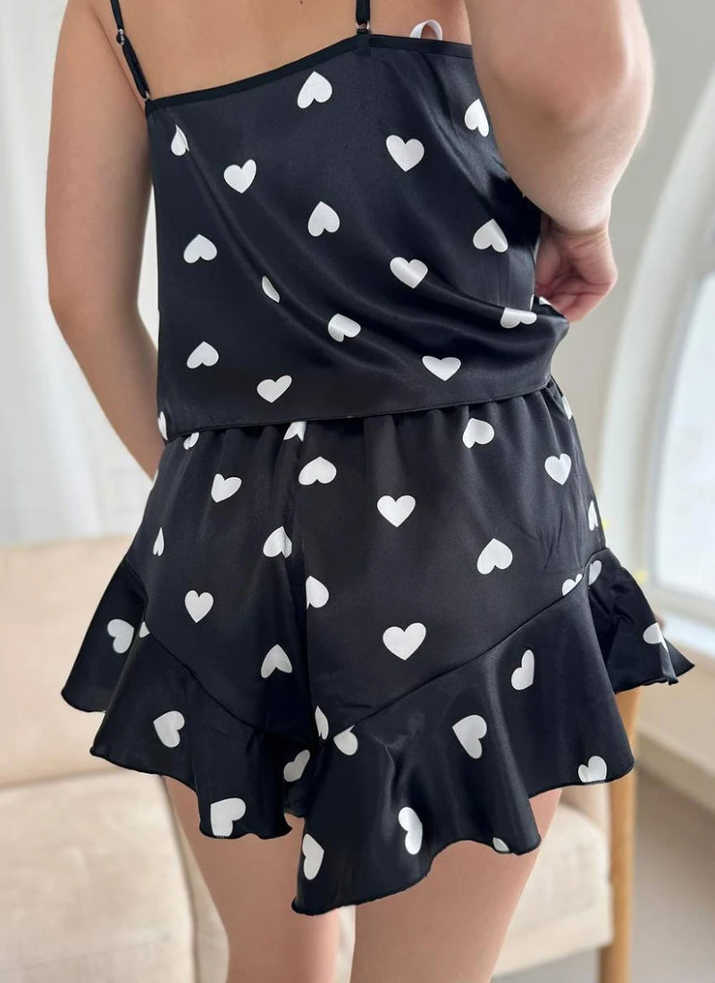 Vintage Tank Tops Sleepwear Sleeveless V-Neck Nightwear Shorts 2 Piece Set