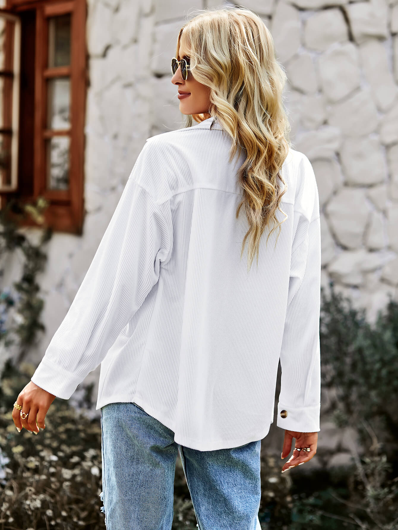 SOFIA COTTON BLEND FRENCH SHACKET - WHITE
