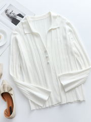 TAMIA Bell Cuff Knit Shirt Jacket - White