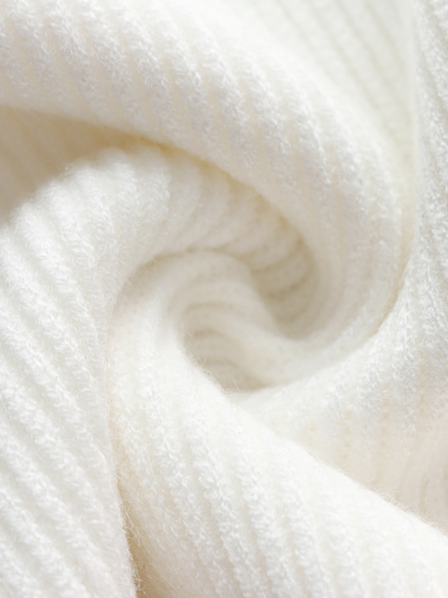 White Oversized Collar Turtleneck Knit Sweater