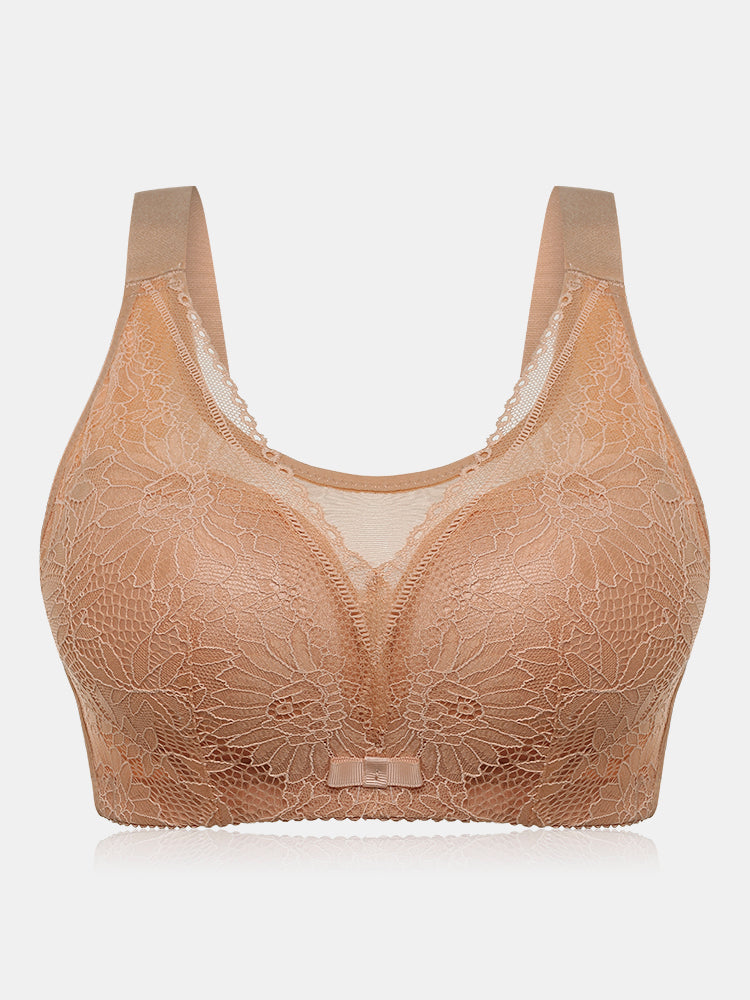 Wireless Lace Back Closure Gather Cami Bra