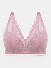Wireless Lace See Through Full Coverage Gather Bra
