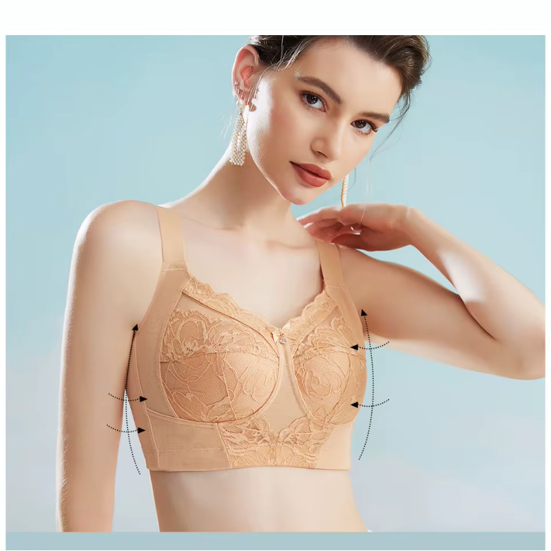 Wireless Plus Size Non Padded Floral Lace Comfortable Bra
