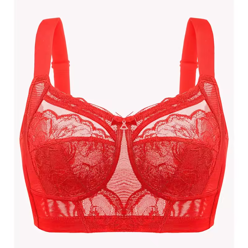 Wireless Plus Size Non Padded Floral Lace Comfortable Bra