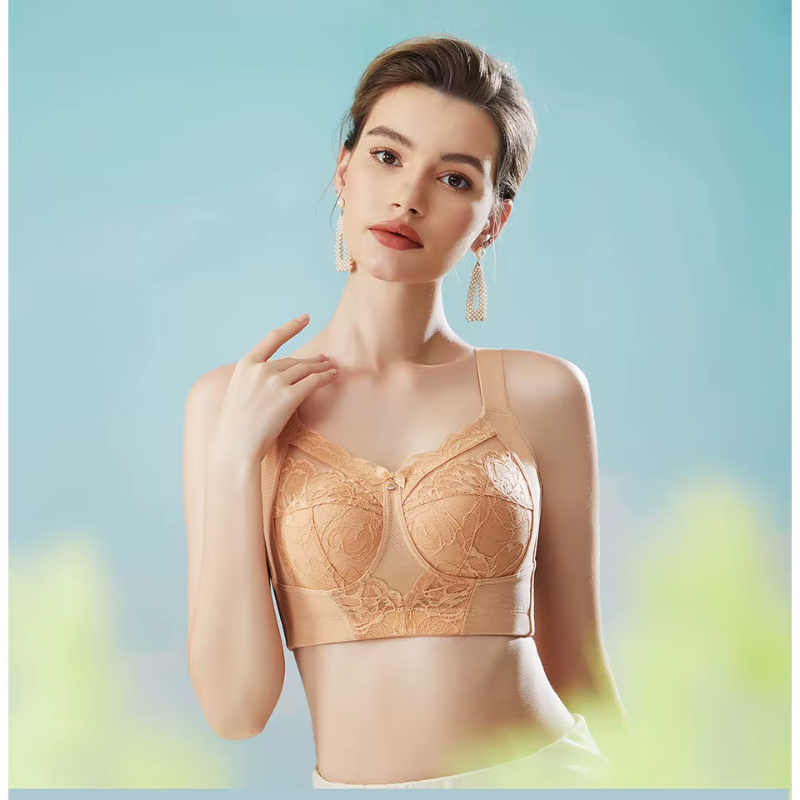 Wireless Plus Size Non Padded Floral Lace Comfortable Bra