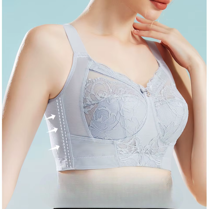 Wireless Plus Size Non Padded Floral Lace Comfortable Bra