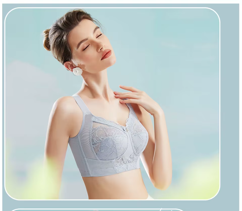 Wireless Plus Size Non Padded Floral Lace Comfortable Bra