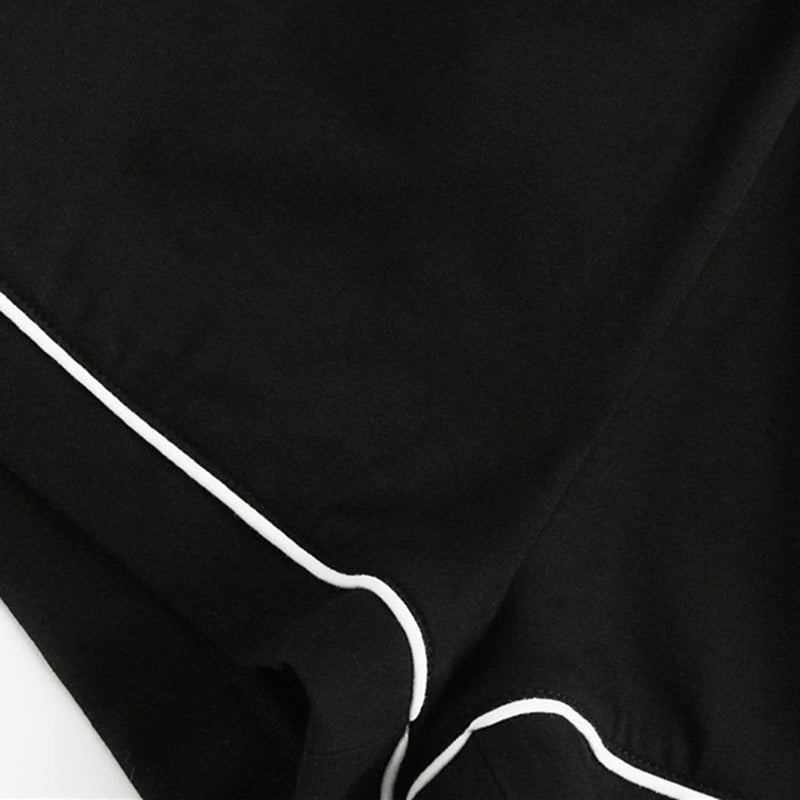 Women Contrast Piping Pocket Front Shirt And Shorts Casual Nightwear