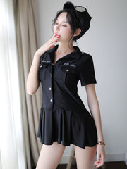 Words Print Ruffle Cop Costume Halloween
