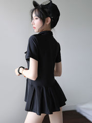 Words Print Ruffle Cop Costume Halloween