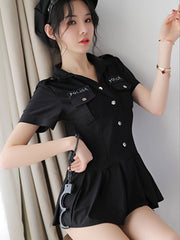 Words Print Ruffle Cop Costume Halloween