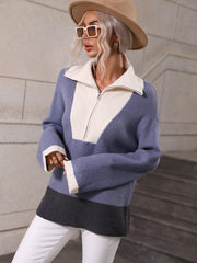 MIND AT EASE KNIT HALF ZIP PULLOVER - YALE BLUE