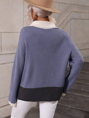 MIND AT EASE KNIT HALF ZIP PULLOVER - YALE BLUE