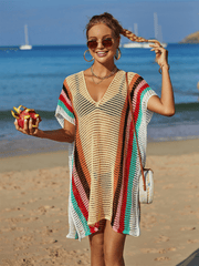 Brinley Striped Oversized Knit Sweater - Beige